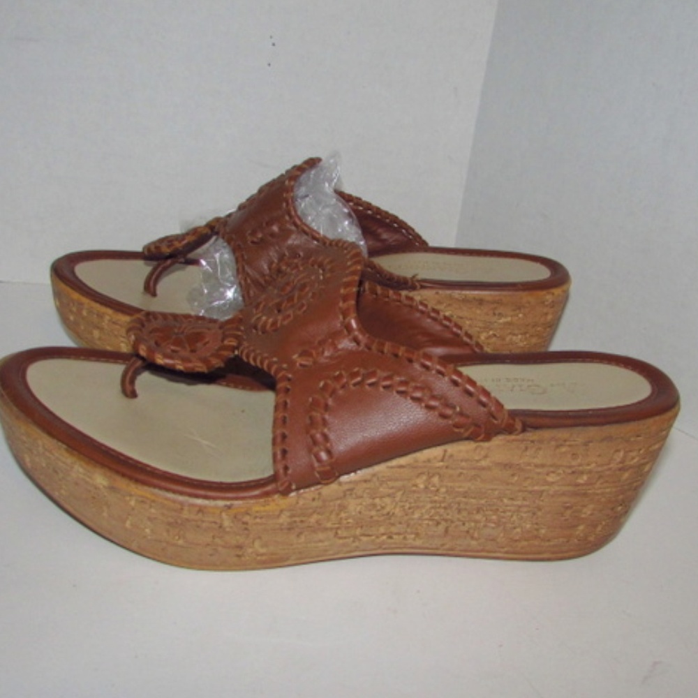 A. Giannetti Brown Thong Wedge Platform Sandals 7M